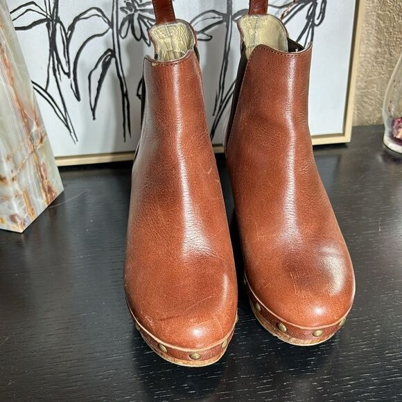 Five worlds cordani leather Chelsea boots cognac studded wood wedge 6 - Picture 4 of 8